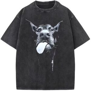 No Boundaries Black and White Short Sleeve Tee with Dog Graphic